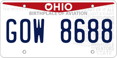 OH license plate GOW8688