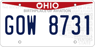 OH license plate GOW8731