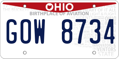 OH license plate GOW8734