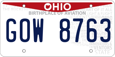 OH license plate GOW8763