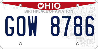 OH license plate GOW8786