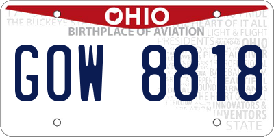 OH license plate GOW8818