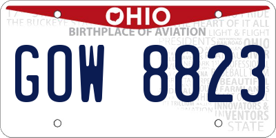 OH license plate GOW8823