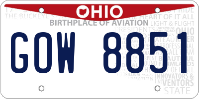 OH license plate GOW8851