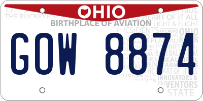 OH license plate GOW8874