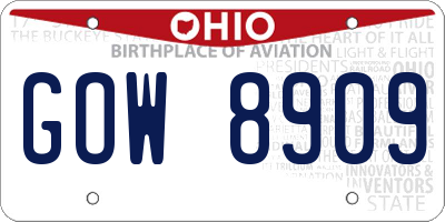 OH license plate GOW8909