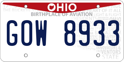 OH license plate GOW8933