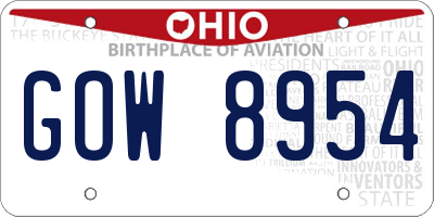 OH license plate GOW8954