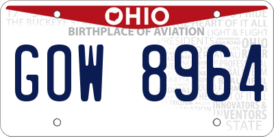 OH license plate GOW8964