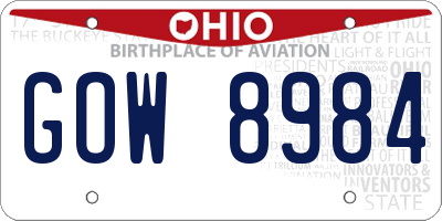 OH license plate GOW8984