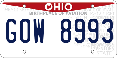 OH license plate GOW8993