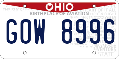 OH license plate GOW8996