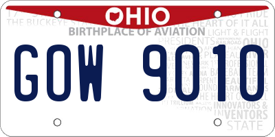 OH license plate GOW9010
