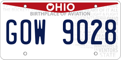 OH license plate GOW9028