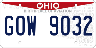 OH license plate GOW9032