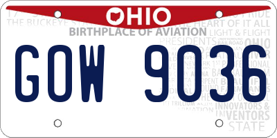 OH license plate GOW9036