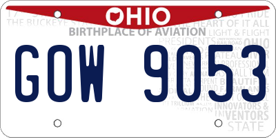OH license plate GOW9053