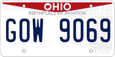 OH license plate GOW9069