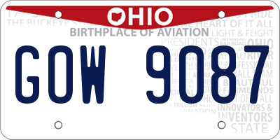 OH license plate GOW9087