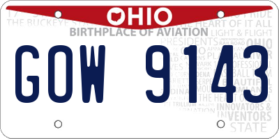 OH license plate GOW9143