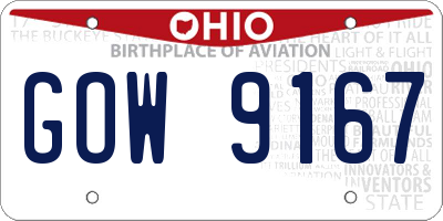 OH license plate GOW9167