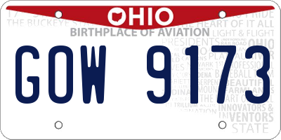 OH license plate GOW9173