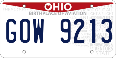 OH license plate GOW9213