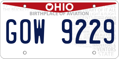 OH license plate GOW9229