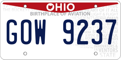 OH license plate GOW9237