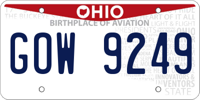OH license plate GOW9249