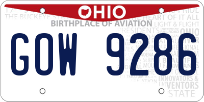 OH license plate GOW9286