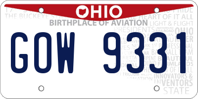 OH license plate GOW9331
