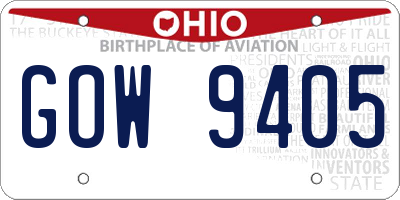 OH license plate GOW9405