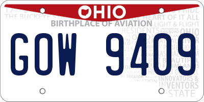 OH license plate GOW9409