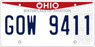 OH license plate GOW9411