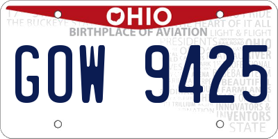 OH license plate GOW9425