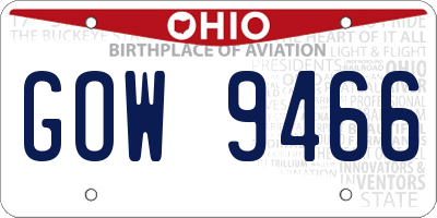 OH license plate GOW9466
