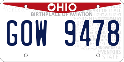 OH license plate GOW9478