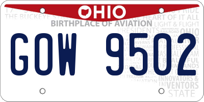 OH license plate GOW9502