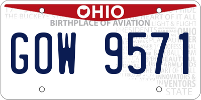 OH license plate GOW9571