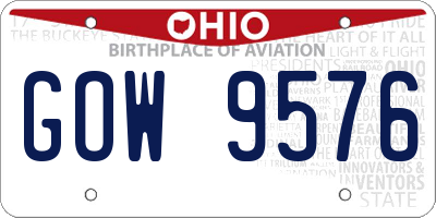 OH license plate GOW9576