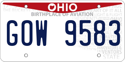 OH license plate GOW9583