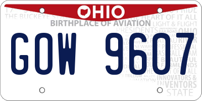 OH license plate GOW9607