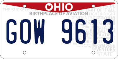 OH license plate GOW9613