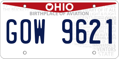 OH license plate GOW9621