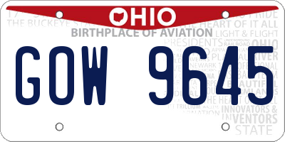 OH license plate GOW9645