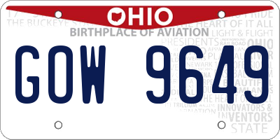 OH license plate GOW9649