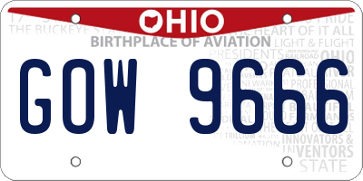 OH license plate GOW9666