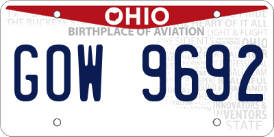 OH license plate GOW9692