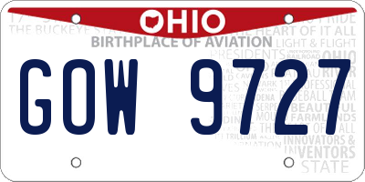OH license plate GOW9727